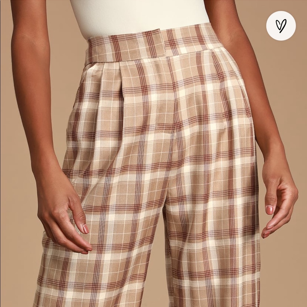 Honey Punch Poise Tan Plaid Trouser - Picture 2 of 8